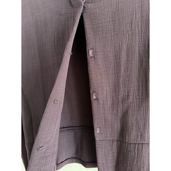 Eileen Fisher Textured Rayon & Silk Purple Blazer Size L Blouse With Pockets - Picture 10 of 13